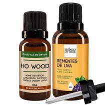 Kit Óleo Essencial Ho Wood 20Ml + Vegetal Sementes Uva 30Ml - Essência Do Brasil