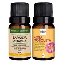 Kit Óleo Essencial Laranja Amarga + Vegetal R. Mosqueta 10ml - Essência do Brasil