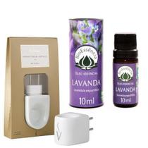 KIT Óleo Essencial Lavanda Bioessência + Difusor Elétrico Porcelana Via Aroma