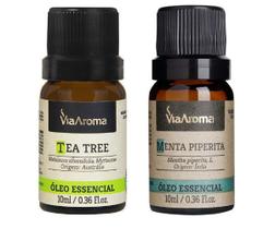 Kit Óleo Essencial Tea Tree ( Melaleuca ) e Menta Piperita - Via Aroma Kit Óleo Essencial Tea Tree ( Melaleuca ) e Menta Piperita - Via Aroma