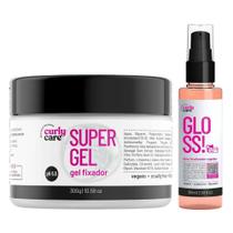 Kit Oleo Finalizador Gloss + Super Gel Fixador Curly Care Finalização Capilar Completo Vegano