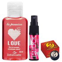 Kit Óleo Love Hot Morango, Óleo Shock Plus Morando e Pomada Fogo do Dragão Original