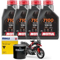 Kit Óleo Motor Motul 7100 10w50 Sintético 4 Litros + Filtro Mahle Triumph Tiger 800 900 1200 Speed Twin Bonneville
