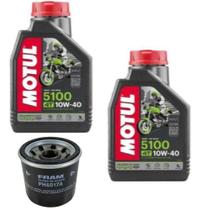 Kit Óleo Motul 5100 4t 10w40 C/ 2 Litros + Filtro De Óleo Fram Ph6017a - MOTUL