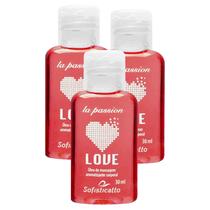 Kit Óleo para Massagem Love Hot Morango (3 unidades)