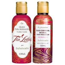 Kit Óleo Para Massagem Tia Leilah Ylang-Ylang + Óleo Beijável Morango