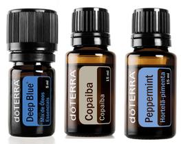 kit óleos essenciais 1 óleo Deep blue 5ML + 1 óleo Peppermint 15 ML + 1 óleo Copaíba 15ML - Essencial