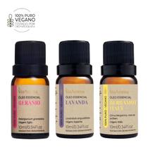 Kit Óleos Essenciais de Gerânio Lavanda e Bergamota Via Aroma