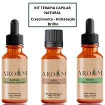 Kit óleos terapia capilar natural - Alecrim , Coco e Castor (Rícino ) - 30 ML Cada - Aroom Aromaterapia