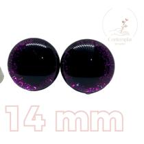 Kit olhos com glitter com trava de segurança para amigurumi - 14 mm - 2 unidades