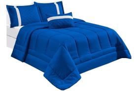 Kit Oliveira Cobre Leito Casal Queen 5 Peças azul royal Kit Oliveira Cobre Leito Casal Queen 5 Peças azul royal