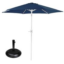 Kit Ombrelone Aço Com Manivela Guarda Sol 2,4 Metros Azul Base Redonda Preto 22Kg - Mor