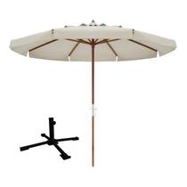 Kit Ombrelone Bagum Madeira 2,4m Positano Guarda Sol Praia Piscina Bege Base Dobrável - Belfix