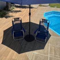 Kit Ombrelone Central ZAKA Alumínio 2.7m Marinho + Base Concreto Revestido em PVC Preto 19 kg Ø 48 cm Kit Ombrelone Central ZAKA Alumínio 2.7m Marinho + Base Concreto Revestido em PVC Preto 19 kg Ø 48 cm