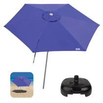 Kit Ombrelone Guarda Sol 2,4m Sombreiro Alumínio Malibu Azul Base Plástica Preto - Tobee Kit Ombrelone Guarda Sol 2,4m Sombreiro Alumínio Malibu Azul Base Plástica Preto - Tobee