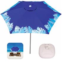 Kit Ombrelone Guarda Sol 2,4m Sombreiro Alumínio Malibu Beach Com Base Plástica Branca - Tobee