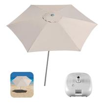 Kit Ombrelone Guarda Sol 2,4m Sombreiro Alumínio Malibu Bege Base Plástica Branco - Tobee