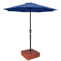 Kit Ombrelone Guarda Sol 3m Articulado Azul com Base Revestida Madeira Jardim Piscina Praia - AMZ