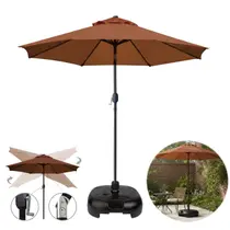 Kit Ombrelone Guarda Sol 3m Com Manivela Articulado Maresias Marrom Com Base Plástica Preta - AMZ