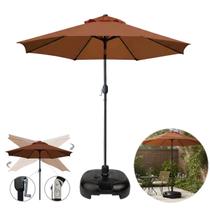 Kit Ombrelone Guarda Sol 3m Com Manivela Articulado Maresias Marrom Com Base Plástica Preta - AMZ