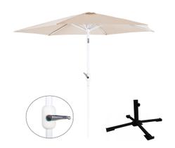 Kit Ombrelone Guarda Sol Aço Manivela 2,4 Metros Bege + Base Aço - Mor Kit Ombrelone Guarda Sol Aço Manivela 2,4 Metros Bege + Base Aço - Mor