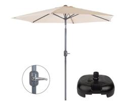 Kit Ombrelone Guarda Sol Alumínio Manivela 2,4 Metros Bege + Base Plástica Preta - Mor