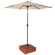 Kit Ombrelone Guarda Sol Ipanema 2,5m Articulado Bege com Base Revestida Madeira Jardim Piscina Praia - AMZ Kit Ombrelone Guarda Sol Ipanema 2,5m Articulado Bege com Base Revestida Madeira Jardim Piscina Praia - AMZ