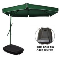 Kit Ombrelone Lateral 3m Regulável Alavanca Verde Base Plástica 55L - Belfix