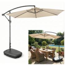 Kit Ombrelone Lateral Suspenso 2,5 Metros TAIPU Bege + Base 55 Litros Piscina Jardim - AMZ Kit Ombrelone Lateral Suspenso 2,5 Metros TAIPU Bege + Base 55 Litros Piscina Jardim - AMZ