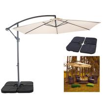 Kit Ombrelone Lateral Suspenso 3m Bora Bora Com Manivela + Base 60L Quadrada - Mor