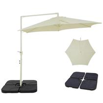 Kit Ombrelone Lateral Suspenso 3m Veneza Com Manivela + Base 60L Quadrada - Belfix