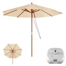 Kit Ombrelone Madeira 2,4 Metros Guarda Sol Sombreiro + Base Plástica - Mor