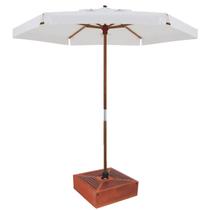 Kit Ombrelone Madeira 2,4m Xangri-lá Bagum Branco com Base Revestida - Belfix Kit Ombrelone Madeira 2,4m Xangri-lá Bagum Branco com Base Revestida - Belfix