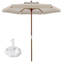 Kit Ombrelone Madeira 2,4m Xangri-lá Bagum Sombreiro Jardim Bege Base Octagonal 30Kg - Belfix