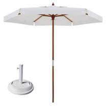 Kit Ombrelone Madeira 2,4m Xangri-lá Bagum Sombreiro Jardim Branco Base Redonda Branca 22Kg - Belfix