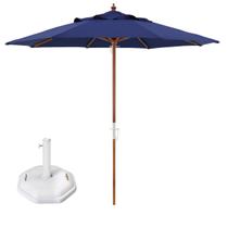 Kit Ombrelone Madeira 3m Poliéster Sombreiro Treviso Jardim Piscina Azul Base Octagonal 30Kg - Belfix