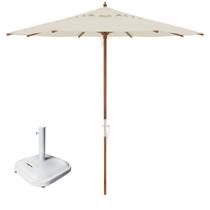 Kit Ombrelone Madeira 3m Poliéster Sombreiro Treviso Jardim Piscina Bege Base Quadrada 37Kg - Belfix