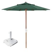 Kit Ombrelone Madeira 3m Poliéster Sombreiro Treviso Jardim Piscina Verde Base Quadrada 37Kg - Belfix
