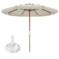 Kit Ombrelone Madeira Positano 3m Bagum Sombreiro Jardim Bege Base Octagonal 30Kg - Belfix