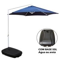 Kit Ombrelone Malibu Guarda Sol 3 Metros Azul Com Base Plástica 55L - Mor