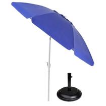 Kit Ombrelone Maresias 2,5m Alumínio Articulado Com Manivela Azul Base Redonda Preta 22Kg - Belfix