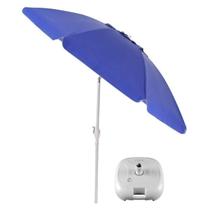 Kit Ombrelone Maresias 2,5m Bagum Alumínio Articulado Manivela Com Base Plástica Azul - Belfix