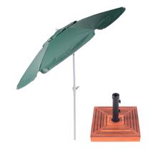 Kit Ombrelone Maresias 2,5m Bagum Alumínio Articulado Manivela Verde Com Base Madeira - Belfix Kit Ombrelone Maresias 2,5m Bagum Alumínio Articulado Manivela Verde Com Base Madeira - Belfix