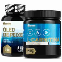 Kit Omega 3 75 Caps + L-Carnitina em Pó 200g Growth Supplements