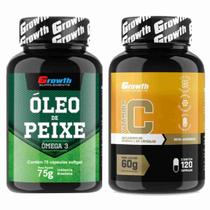 Kit Omega 3 75 Caps + Vitamina C 120 Caps Growth Supplements