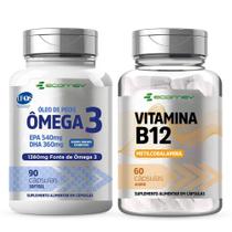 Kit Omega 3 Ultra 1360Mg Epa Dha Cert. Pureza Ifos + B12 Metilcobalamina
