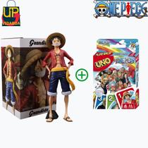 KIT One Piece - Boneco Luffy D. Monkey 28cm 3 Rostos + Jogo Uno One Piece