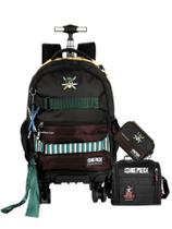 Kit One Piece Mochila 4 Rodas + Lancheira + Estojo Box