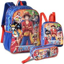 Kit One Piece Mochila Costas + Lancheira + Estojo Oficial