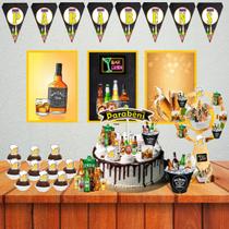 Kit Open Bar decoração só um bolinho festa em casa + topo de bolo